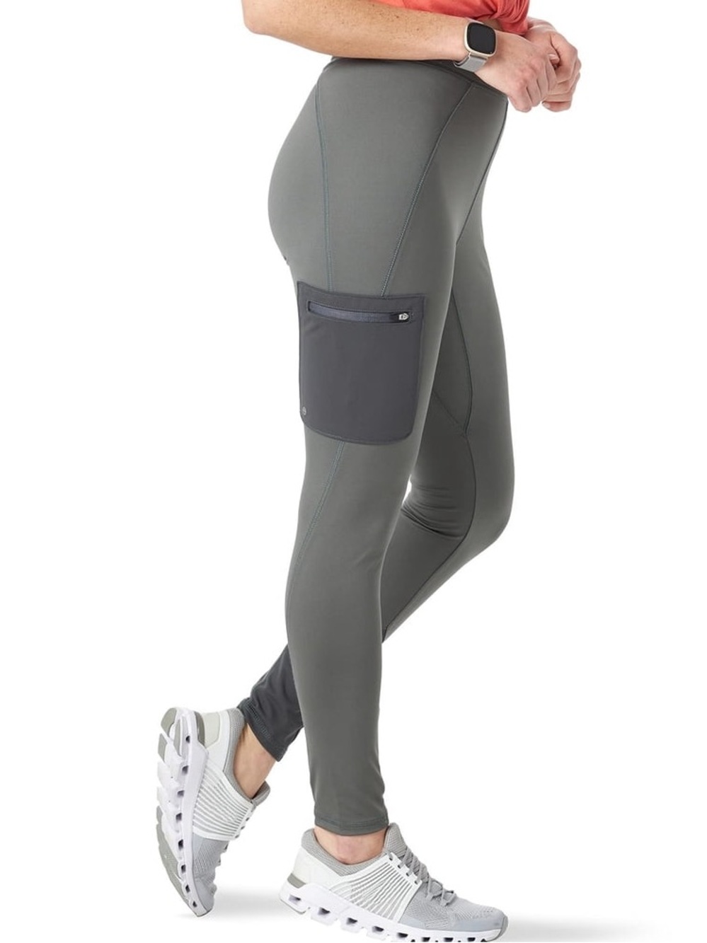 Wrangler All Terrain Gear Cargo Leggings Gray Stretch ATG Active Pants + Pockets